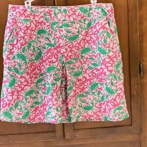 L.L. Bean cotton twill floral pink mini/above knee skirt 14P